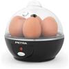 Petra PT2783VDEEU7 Cuociuova elettrico per 6 uova, 2 vassoi in camicia, portauova rimovibile, misurino, Senza BPA, 430 W, Nero