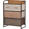 HOMCOM Cassettiera 4 Cassetti Pieghevoli in Tessuto e Ripiano in MDF, Arredamento Soggiorno e Camera, 58x29x78.5cm, Multicolore|Aosom