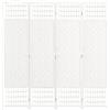HOMCOM Paravento a 4 Ante Pieghevole per Interni, Autoportante e Intrecciato, 160x170 cm, Bianco
