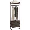 HOMCOM Appendiabiti multiuso con 3 Cassetti pieghevoli in tessuto e Ripiani da terra, in Legno MDF e Acciaio, 58.5x30x178 cm, Marrone|Aosom Italy