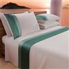 PETTI Artigiani Italiani - Set Lenzuola Letto Matrimoniale con Doppia Balza in Raso 4 Pezzi 180x200 Lenzuola in Percalle di Cotone - Lenzuolo con Angoli, Lenzuolo sopra e 2 Federe, Ottanio
