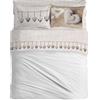 PENSIERI DELICATI Completo Letto Matrimoniale, Flanella 100% Cotone Caldo e Morbido, 2 Piazze 180x200cm, Include Lenzuolo Sotto, Sopra e 2 Federe, Made in Italy, Cuore Appeso Beige