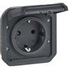 LEGRAND, Plexo 069839L - Presa per ambienti umidi, standard Schuko, con coperchio ribaltabile, protezione da contatto, morsetti a vite, 16 A, 250 Volt, IP44 - IK08 (IP55 con coperchio chiuso),