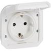 LEGRAND, Plexo 069639L - Presa per ambienti umidi, standard Schuko, con coperchio ribaltabile, protezione da contatto, morsetti a vite, 16 A, 250 Volt, IP44 - IK08 (IP55 con coperchio chiuso),