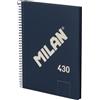MILAN® Quaderno A5 con spirale e copertina rigida, 80 fogli bianchi da 95 g/m², collezione 430 since 1918, blu