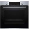 Bosch Elettrodomestici HBA513BS1, Forno da incasso, Aria Calda 3D: Cottura uniforme fino a 3 livelli, Display LED rosso, Manopole a scomparsa, Acciaio, 60 x 60 cm