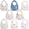 Vicloon Bavaglino Neonato, 8 Pezzi Bavaglini Impermeabili Cotone per Neonati, Bavaglie Unisex con 2 Bottoni di Regolabili, Drool Bavaglini Super Assorbenti per Giocare e Mangiare Piccoli da 0 a 3 Anni