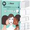 LitBear Toppe grandi per pimple (7 misure 306 patch), patch Big Acne, XL per tutto il viso, fronte, mento, naso, corpo, schiena, collo e petto, ovale, luna, idrocolloide quadrata