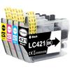 Veson 4x LC421 LC421XL Pacchetto di cartucce di valore compatibili con Brother LC421 LC421XL LC-421XL per le stampanti Brother DCP-J1050DW MFC-J1010DW DCP-J1140DW (1 Nero, 1 Ciano, 1 Giallo, 1 Magenta)