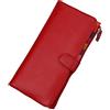 AprinCtempsD Portafoglio in Vera Pelle Porta carte di credito Lungo Portamonete Elegante Pochette Grande Capacità Cerniera per Donna (Rosso)
