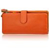 AprinCtempsD Portafoglio in Vera Pelle Porta carte di credito Lungo Portamonete Elegante Pochette Grande Capacità Cerniera per Donna (Arancia)
