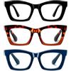 Hubeye 3 Paia Occhiali da lettura da Donna Retrò alla moda Occhiali Anti Luce Blu con la Cerniera a molla e Custodia in tessuto 1.75