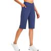 baleaf Bermuda da donna, lunghezza 35,6 cm, lunghezza al ginocchio, a vita alta, pantaloncini da palestra con tasche, per yoga e attività all'aperto, Grigio scuro, L
