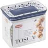 Stefanplast Barattolo rettangolare 1,2 litri coperchio bianco blu ermetico trasparente per alimenti pasta, biscotti, caff�