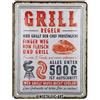 Nostalgic-Art Retro Blechschild Regole Idea Regalo per Gli Appassionati di Barbecue, in Metallo, Design Vintage con Scritta, 15 x 20 cm