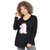 Ulla Popken Weihnachtsshirt, Welpe, A-Linie, V-Ausschnitt, Langarm T-Shirt, Nero, 60-62 Donna