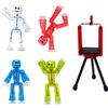 StikBot Zing - Set di 4 action figure snodabili trasparenti e treppiede per cellulare