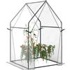 Outsunny Mini Serra da Giardino Verticale, Serra da Balcone con 2 Porte Avvolgibili e Copertura in PE 90x90x145cm, Trasparente