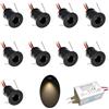 kpslucerna Faretto LED piccolo 9PCS 12V 1W da incasso luce cella per cucina, scale, armadio, corridoio, illuminazione fai da te Vetrina luce da incasso IP65 CE ROHS (Nero Bianco caldo, 30°)