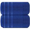 TEXTILESY Confezione da 2 teli da bagno super jumbo di alta qualità, 100% cotone pettinato egiziano, 100 x 200 cm, 600 g/m², asciugamani da bagno super morbidi (cotone, blu reale)