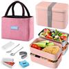 HOLIPOT Lunch Box, Porta Pranzo Ermetico con Posate e Borsa Termica Porta Pranzo per Ufficio, Pranzi A Lavoro, Scuola - Bento Box Adatto per Microonde e Lavastoviglie, Senza BPA