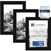 CABBEL set di 3 cornici 18x24 in legno MDF con vetro acrilico infrangibile Nero