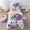 ZTYROLJ Copripiumino Singolo in Microfibra Unicorno Copripiumino Set di Biancheria da Letto con Cerniera per Bambini,2 pezzi Copripiumino Singolo 135x200 + Federa 50x80