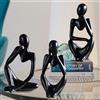AOOGON 3 statuette d'arte astratta, statuette decorative, pensatore, scultura decorativa per soggiorno, libreria, tavolo da pranzo, ufficio (nero)