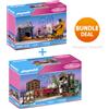 Playmobil set 70894 sala da pranzo e 70897 salotto con camino casa delle bamb...