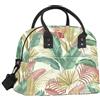 Clastyle Borsa Termica Porta Pranzo Donna Grande Foglie Borsa Frigo Piccola Pranzo Ufficio Adulto con Tracolla,Verde Tropicale