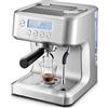 CASABREWS Macchina Caffè con Temperatura Regolabile, Macchina Caffe 20 Bar Macinato con Montalatte e display LCD, Professionale Macchina Caffe Grani Espresso e Cappuccino in grani, 2,2L, Acciaio Inox