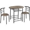 Soberine Set Tavolo Moderno con 2 Sedie per Sala da Pranzo, Set 3 Pezzi Mobili Salvaspazio da Cucina Balcone Ristorante Bar per 2 Persone in Legno e Metallo Sedia Portata Marrone/80 x 53 x 75,5 cm