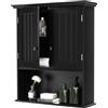 LIFEZEAL Mobiletto Pensile Salvaspazio per Bagno, 60 x 19 x 71cm, Pensili Cucina con 2 Ante e Ripiani Regolabili, Armadio Sospeso per Medicinali Multiuso in Legno (nero)