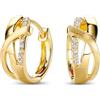 Miore Orecchini Cerchio Donna con Zirconi Brillanti in Argento 925 Placcato Oro Giallo 18K 750, Orecchino Cerchi Classici a lobo anallergici con Zirconi. Chiusura con perno passante e scatto.