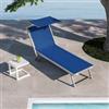 DEGHI Lettino prendisole reclinabile in alluminio blu jeans con tettuccio - Aloha