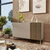 DEGHI Madia 120x75h cm tortora e rovere millennium cannettato con 3 ante e gambe tortora - Zelma