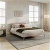 DEGHI Letto matrimoniale 160x200 cm in tessuto effetto maglia beige con piedi in legno - Ramon