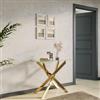 DEGHI Consolle 90x40 cm in vetro trasparente e gambe in acciaio oro - Noel