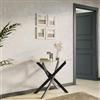 DEGHI Consolle 90x40 cm in vetro trasparente e gambe in acciaio nero - Noel