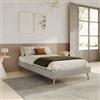 DEGHI Letto una piazza e mezza sommier 120x200 cm in tessuto effetto maglia grigio chiaro - Anker