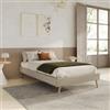 DEGHI Letto una piazza e mezza sommier 120x200 cm in tessuto effetto maglia beige - Anker
