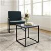 DEGHI Tavolino 40x41h cm con top in ceramica effetto marmo grigio e base in metallo nero - Kepner