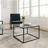 DEGHI Tavolino 60x41h cm con top in ceramica effetto marmo grigio e base in metallo nero - Kepner