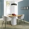 DEGHI Tavolo da pranzo rotondo 120 cm con top rovere e base bianco opaco - Bokhee