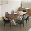 DEGHI Tavolo allungabile 145-185x90 cm con top rovere scuro e gambe in metallo bianco - Yaqui