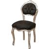 Biscottini Antica 92x42x42 cm/Sedie Luigi XVI in Argento/Sedia Imbottita Stile Francese/Poltroncina Camera da Letto Tessuto Nero, Media
