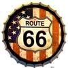 DiiliHiiri Targa di impiallacciatura Tappo di bottiglia Route 66 Bandiera Americana Decorazione Vintage Americana in Metallo 42x42 cm (Route 66 Bandiera USA)