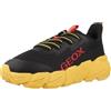 Geox J FLEXYPER Fast Boy Sneaker, Navy/Yellow, 33 EU