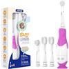 Seago Spazzolino da denti elettrico per bambini a partire da 0 1 2 3 anni, con luce LED, spazzola rotonda morbida di ricambio, spazzolino elettrico per bambini, timer intelligente 2 minuti
