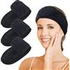 KinHwa microfibra Magia appiccicosa da donna per capelli fascia spa lavabile fascia Wrap fasce con nastro magico per bagno, trucco del viso e sport 3 Pack 8cmx65cm - Nero